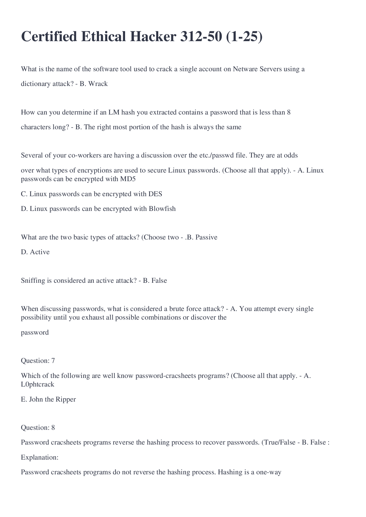 Preview image for Certified Ethical Hacker 312-50 (1-25)